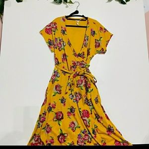 Matilda Jane yellow wrap dress size large